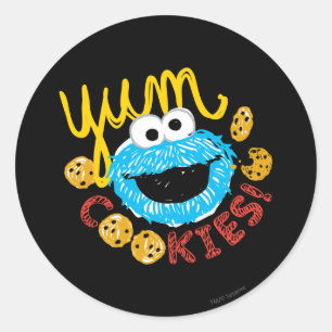 Cookie Monster Yum Ronde Sticker