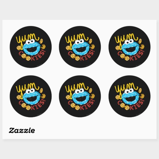 Cookie Monster Yum Ronde Sticker (Vel)