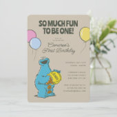 Cookie Monster | Zo leuk om één jarig te zijn Kaart (Staand voorkant)