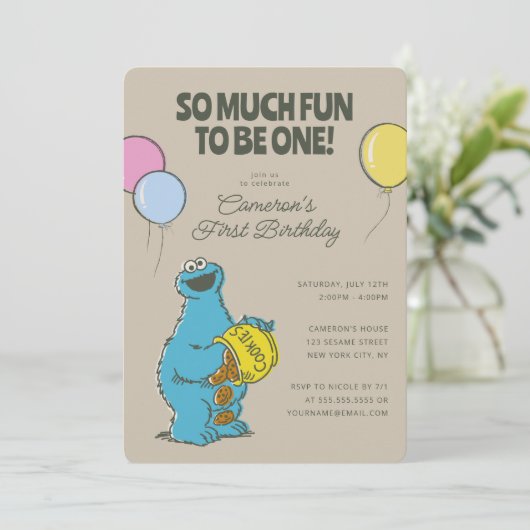 Cookie Monster | Zoveel plezier om een dag te word Kaart (Staand voorkant)