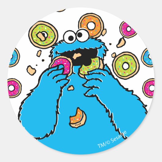 Cookie MonsterDonut Destroyer Ronde Sticker (Voorkant)