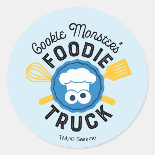 Cookie Monster's Eettruck Logo Ronde Sticker (Voorkant)