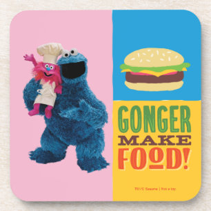 Cookie Monster's Foodie Truck   Gonger maakt eten Bier Onderzetter