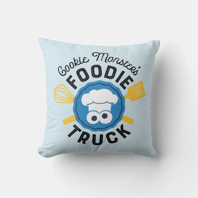 Cookie Monster's Foodie Truck Logo Kussen (Voorkant)