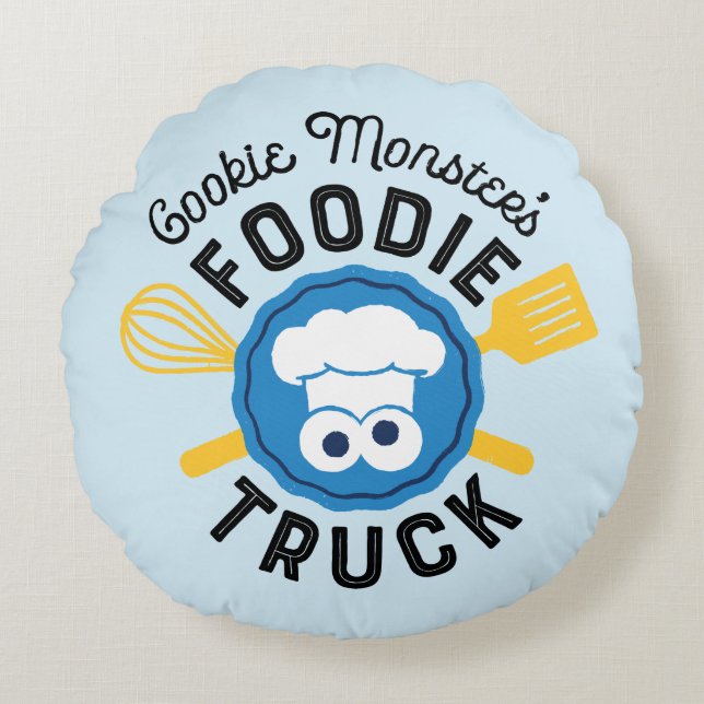 Cookie Monster's Foodie Truck Logo Rond Kussen (Voorkant)