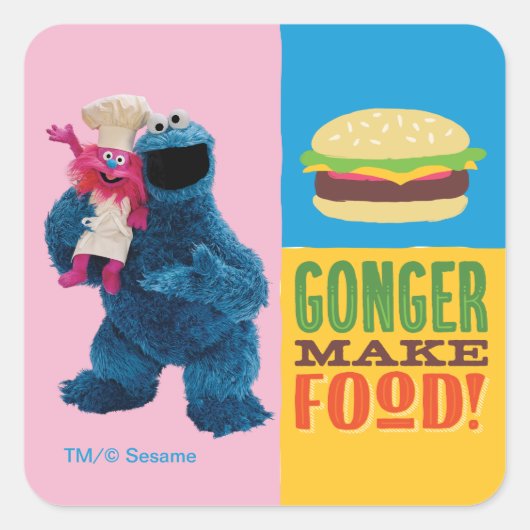 Cookie Monster's Foodie Truck | Lukt voedsel maken Vierkante Sticker (Voorkant)