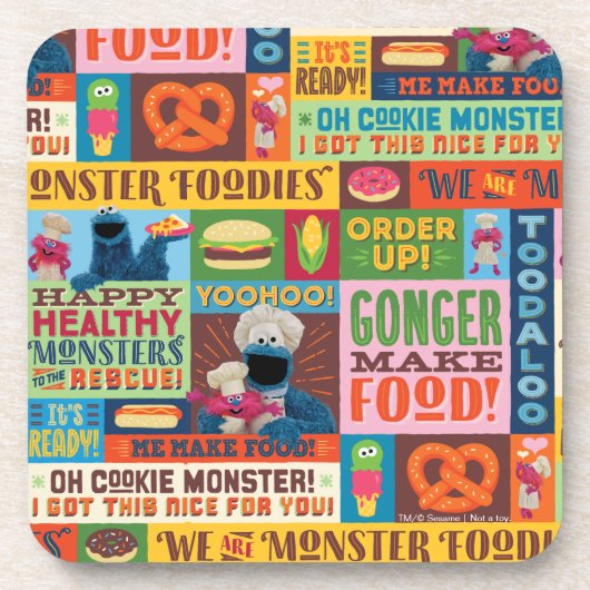 Cookie Monster's Foodie Truck Pattern Bier Onderzetter (Voorkant)