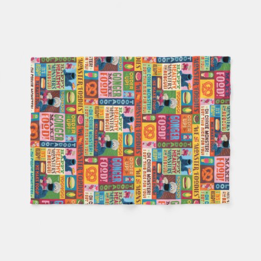 Cookie Monster's Foodie Truck Pattern Fleece Deken (Voorkant (Horizontaal))