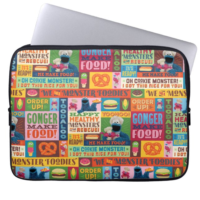 Cookie Monster's Foodie Truck Pattern Laptop Sleeve (Voorkant)