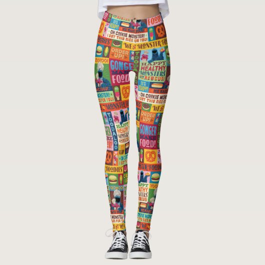 Cookie Monster's Foodie Truck Pattern Leggings (Voorkant)