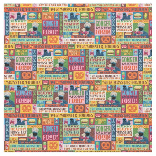 Cookie Monster's Foodie Truck Pattern Stof (Close Up)