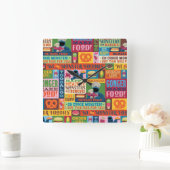 Cookie Monster's Foodie Truck Pattern Vierkante Klok (Huis)
