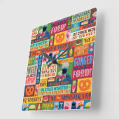 Cookie Monster's Foodie Truck Pattern Vierkante Klok (Hoek)