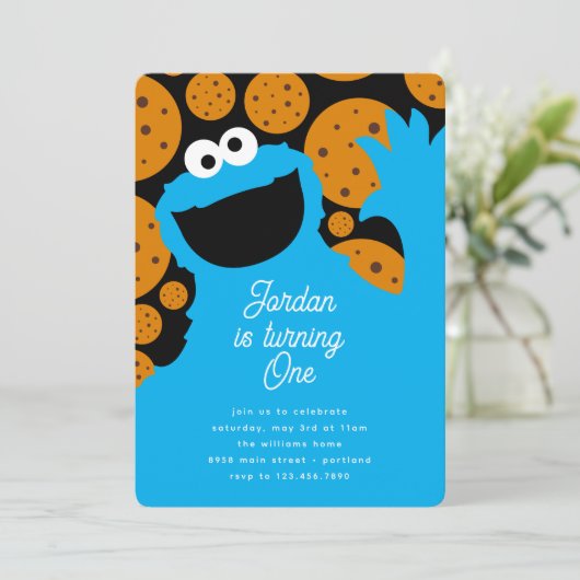 Cookie Monster's Verjaardag Cookie Bash Kaart (Staand voorkant)