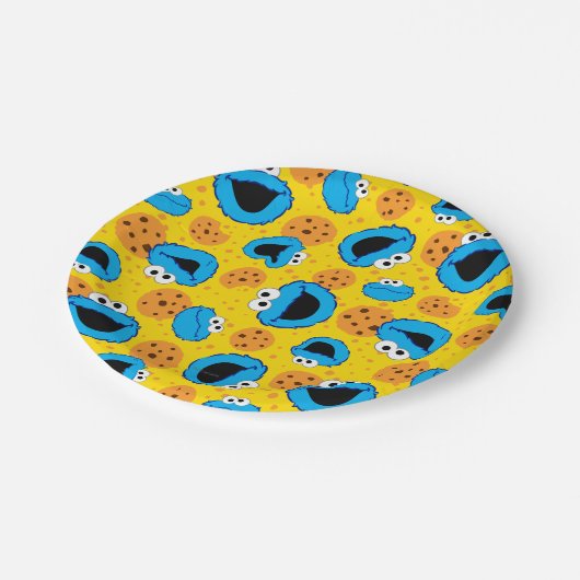 Cookie Monter en Cookies Pattern Papieren Bordje (Gekanteld)