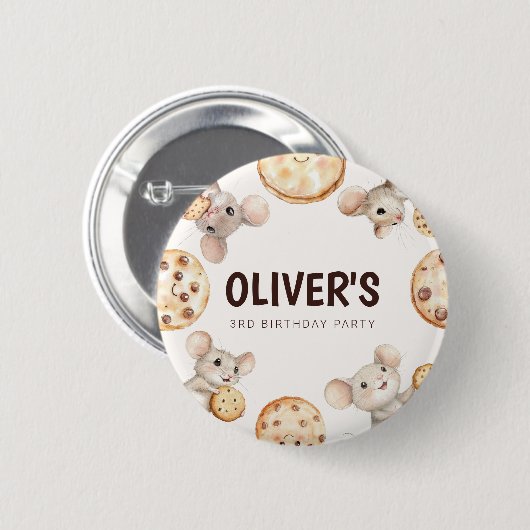Cookie & Mouse Kids Verjaardag Button (Voorkant /achterkant)