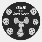 Cookie Mouse Sweet First Birthday Ronde Sticker (Voorkant)