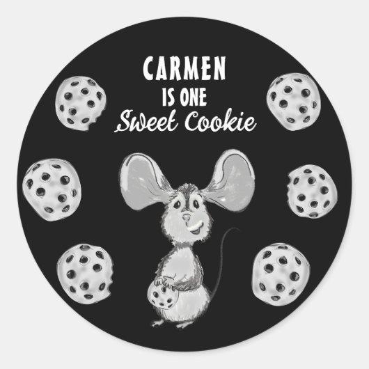 Cookie Mouse Sweet First Birthday Ronde Sticker (Voorkant)