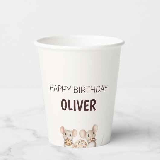 Cookie Mouse Theme Kind Party Paper Cup Papieren Bekers (Voorkant)