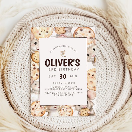 Cookie & Muis Kids Verjaardag Uitnodiging