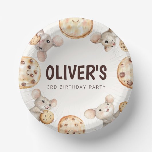 Cookie & Muis Kinderverjaardagsfeestje Papieren Kommen (Voorkant)