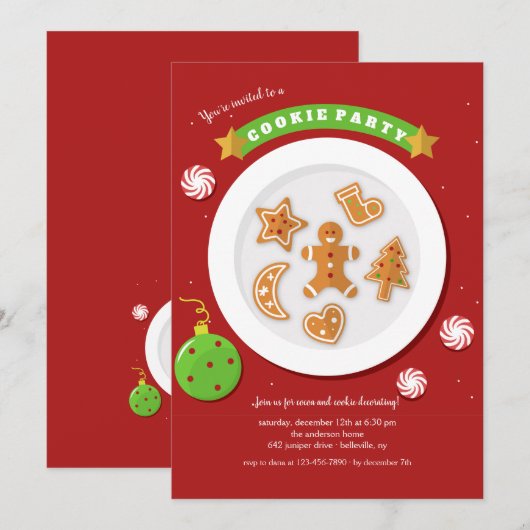 Cookie Party Holiday Uitnodiging (Voorkant / Achterkant)
