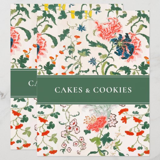 Cookie Recipe Index | Stijlvolle Floral | Groen (Voorkant / Achterkant)