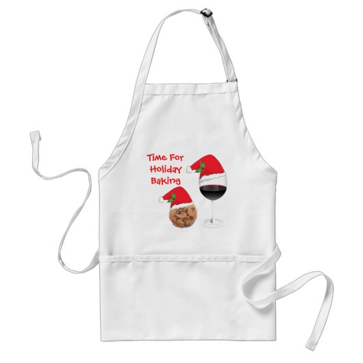 Cookie Red Wine Santa Hat Cute Holiday Cookie Standaard Schort (Voorkant)