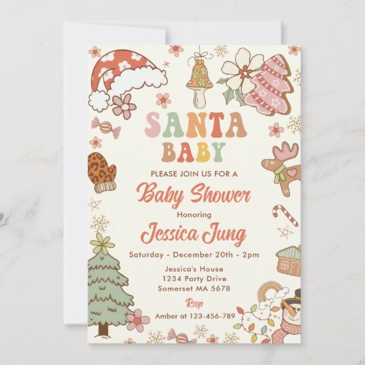 Cookie Santa Baby Kerst Baby shower Party Kaart (Voorkant)