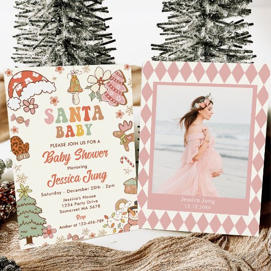 Cookie Santa Baby Kerst Baby shower Party Kaart