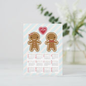 Cookie Schattige Gingerbread Paar 2025 Kalender Briefkaart (Staand voorkant)