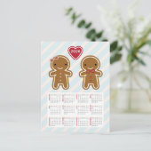 Cookie Schattige Kawaii Gingerbread Man 2026 Kalen Briefkaart (Staand voorkant)