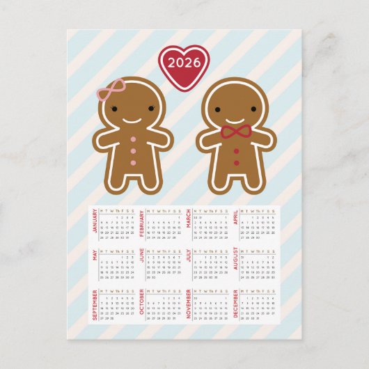 Cookie Schattige Kawaii Gingerbread Man 2026 Kalen Briefkaart (Voorkant)
