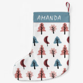 Cookie Shape Tree Patroon Pastel Roze Kleine Kerstsok (Achterkant)