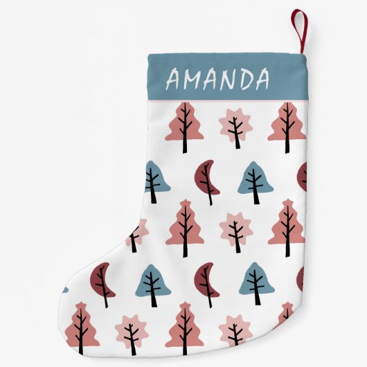 Cookie Shape Tree Patroon Pastel Roze Kleine Kerstsok (Achterkant)