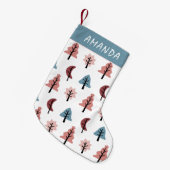 Cookie Shape Tree Patroon Pastel Roze Kleine Kerstsok (Voorkant (Hangend))