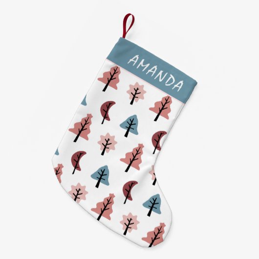 Cookie Shape Tree Patroon Pastel Roze Kleine Kerstsok (Voorkant (Hangend))