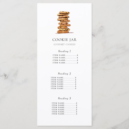 Cookie shop prijslijst/ Menu Kaart Wit (Voorkant)