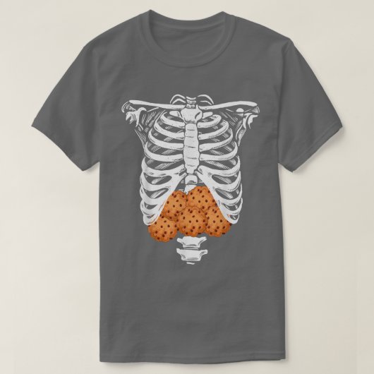Cookie Skeleton Rib Cage Funny Ate Chocolate Chip T-shirt (Design voorkant)