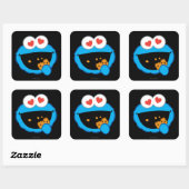 Cookie Smiling Face met hartvormige ogen Vierkante Sticker (Vel)