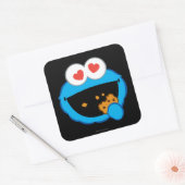 Cookie Smiling Face met hartvormige ogen Vierkante Sticker (Envelop)