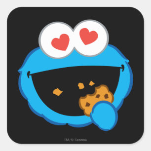 Cookie Smiling Face met hartvormige ogen Vierkante Sticker