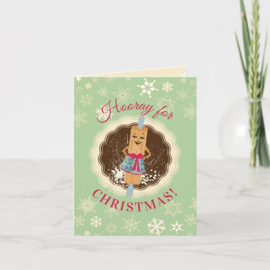 Cookie snoepjes bakker retro rollende pin Kerstmis Feestdagen Kaart (Voorkant)