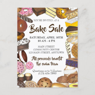 Cookie Swap Bake Sale Baked Goods Bakken Uitnodiging Briefkaart
