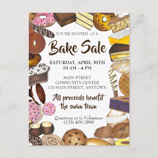 Cookie Swap Bake Sale Baked Goods Bakken Uitnodiging Briefkaart (Voorkant)