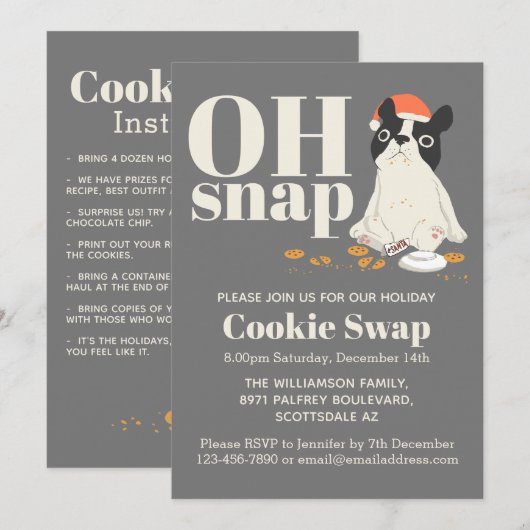 Cookie Swap Cute Puppy Grey Modern Kaart (Voorkant / Achterkant)