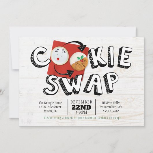 Cookie Swap Exchange Vakantie Kerstfeest Kaart (Voorkant)