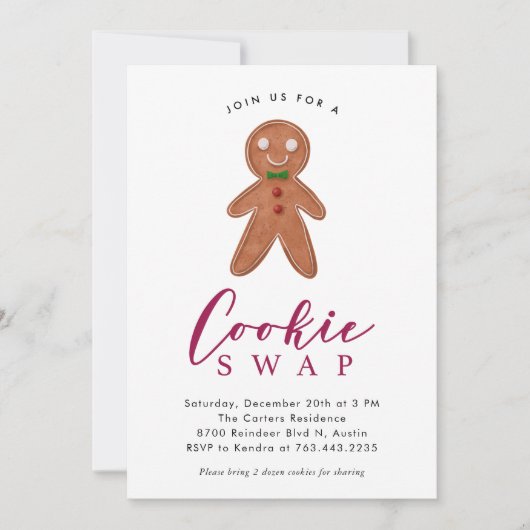 Cookie Swap Gingerbrood Man Kerstfeest Kaart (Voorkant)