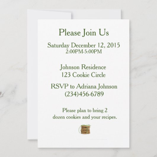 Cookie Swap Holiday Kaart (Achterkant)