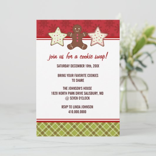 Cookie Swap Holiday Kerstfeest Uitnodigingen (Staand voorkant)